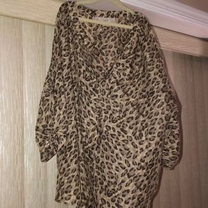 Loft PS animal/ cheetah print blouse